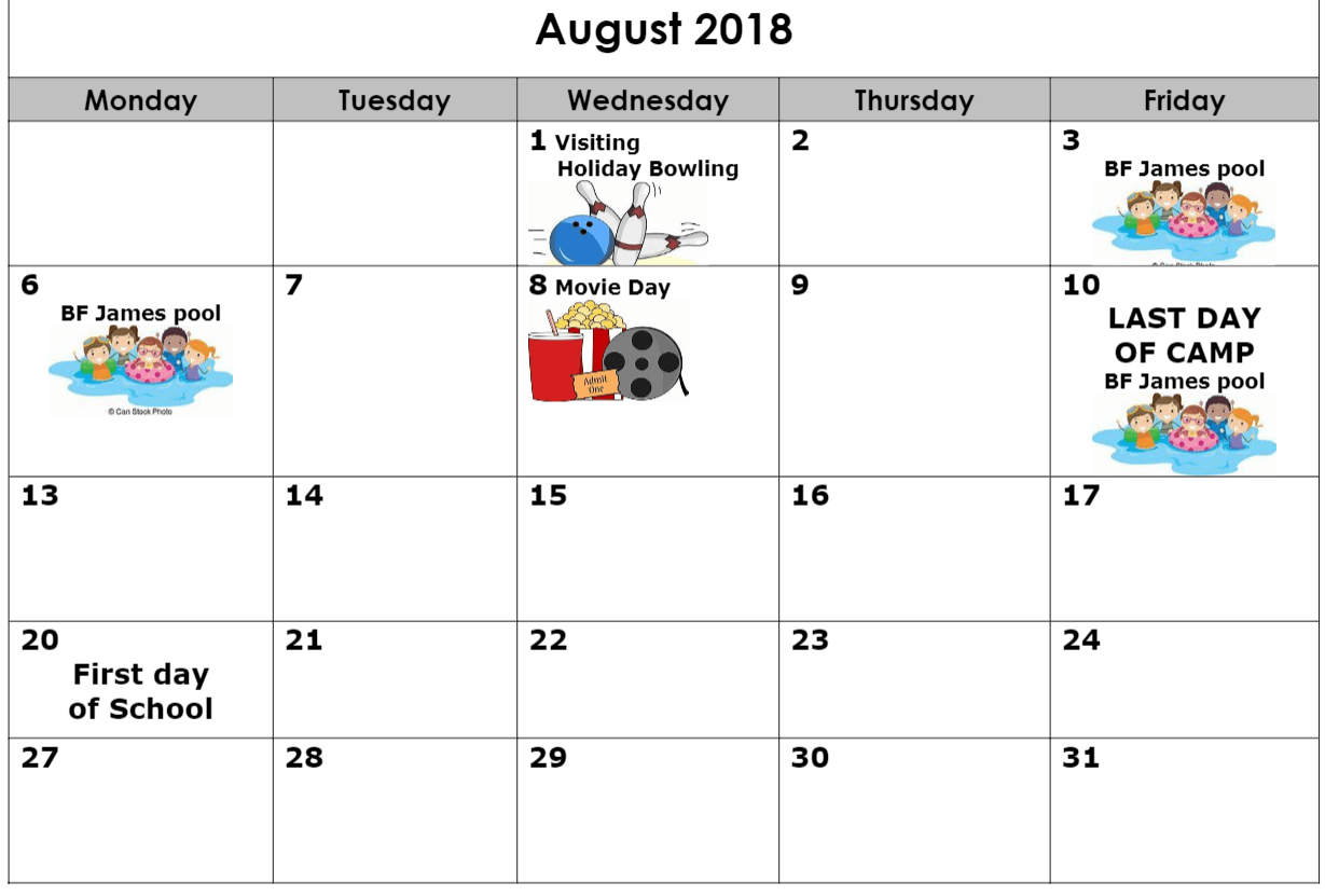 august schedule