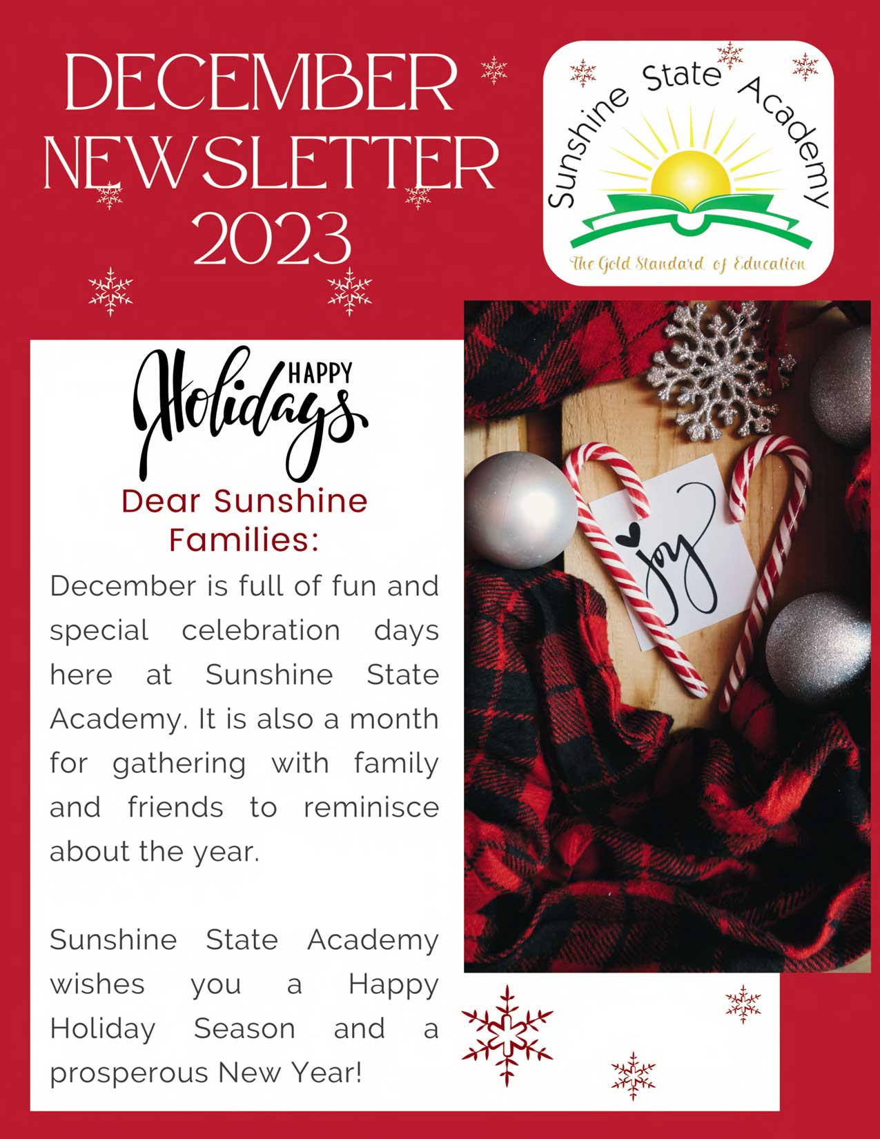 Sunshine State Academy Newsletter December 2023